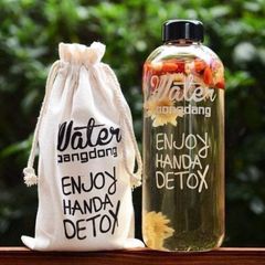 Bình Nước❤️Chai Nước Detox Thời Trang Cao Cấp, Dung Tích 1000ml, Kèm Túi Đựng, An Toàn, Trẻ Trung