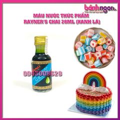 Mầu Nước Rayner's Dùng Cho Thực Phẩm /Màu Thực Phẩm Dạng Lỏng Green color Rayner's 28ml (Xanh Lá)