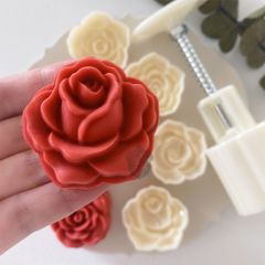 Khuôn Trung Thu 3D Lò Xo 4 Mặt Hoa 50g Dụng Cụ In Fondant Tay Ép Khuôn Làm Bánh Nhiều Mẫu Tự Chọn