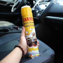 Chai Xịt Bọt Đa Năng Vệ Sinh Ghế Da Nội Thất Ô Tô Foam Cleaner Màu Vàng 650ml Camel Hương Chanh