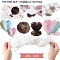 Khuôn Silicone Socola 3D Kim Cương Trái Tim Làm Bánh Nướng Bánh/Làm Chocolate,Panna Cotta,Mousse,Pudding,Tàu Hũ