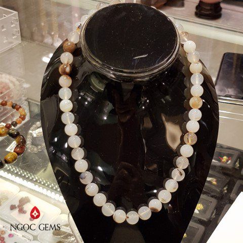 Vòng cổ Agate Trắng