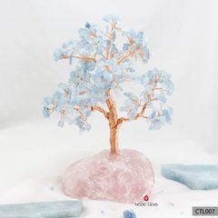 Cây Tài Lộc Aquamarine đế thạch anh hồng