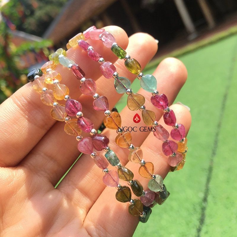 Lắc Charm Tourmaline Trái Tim