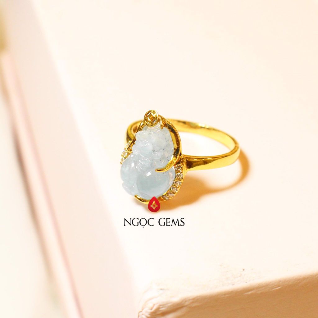 Nhẫn Tỳ Hưu Aquamarine Bọc  Vàng