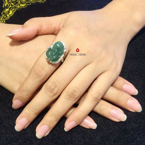 Nhẫn Tỳ Hưu Aventurine Bọc Bạc