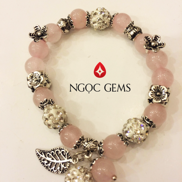 Vòng Thạch Anh Hồng Mix Charm