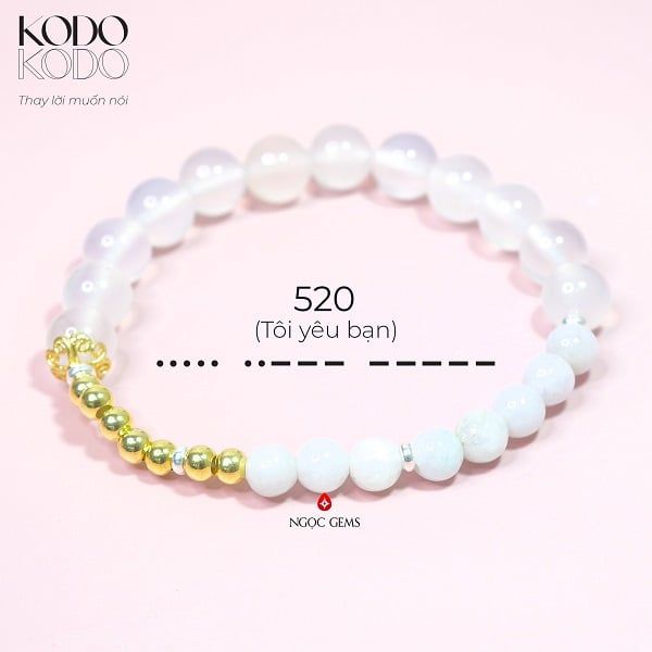 Vòng tay Agate trắng 8mm - 520 - BST Kodo