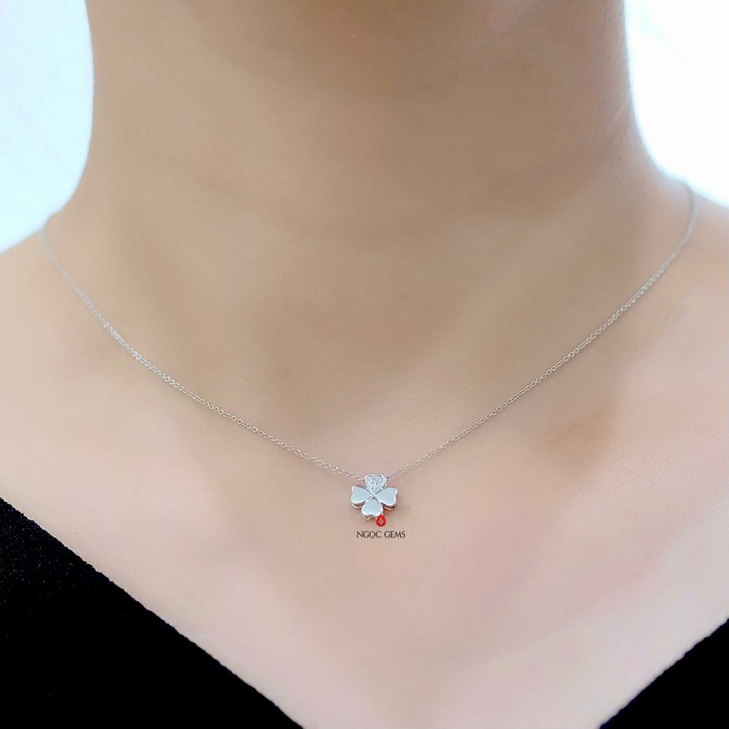 Mặt Dây Kim Cương Tự Nhiên Cỏ 4 Lá - 18k Gold