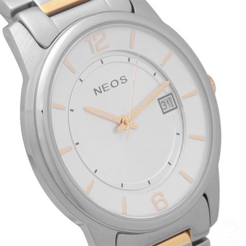 Đồng Hồ Neos N-30855M Nam Dây Thép Bạc Phối Vàng