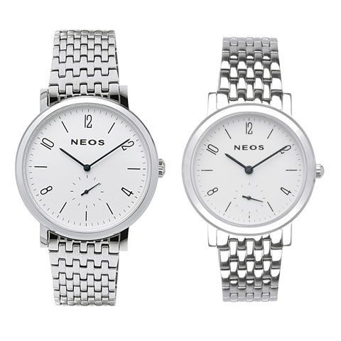 Đồng Hồ Đôi Chính Hãng Neos N-40728 Sapphire Dây Thép Bạc