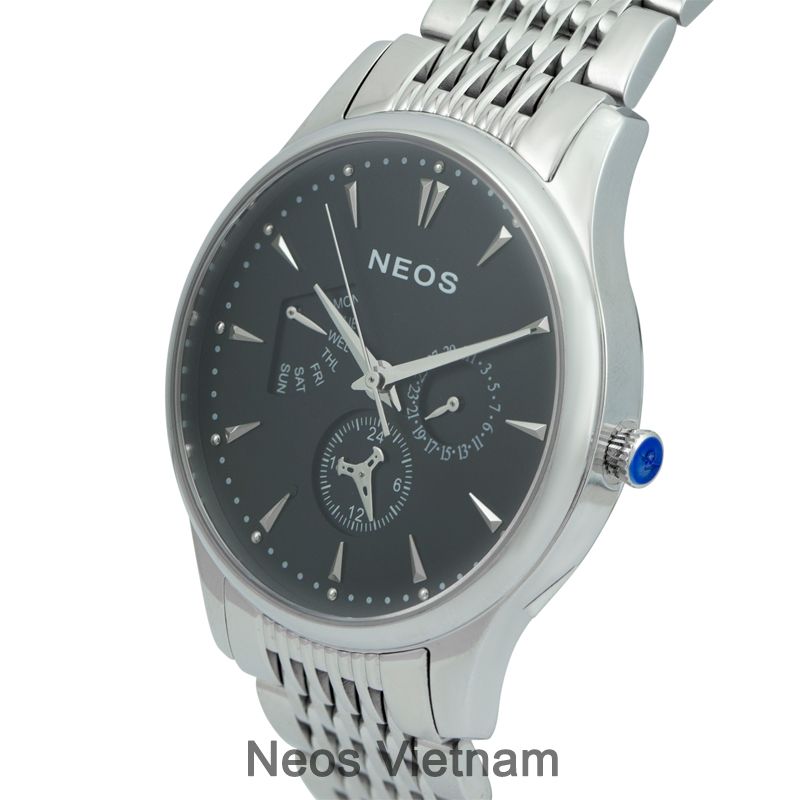 Đồng Hồ Neos N-50558M Nam Dây Thép Bạc Sapphire Chính Hãng