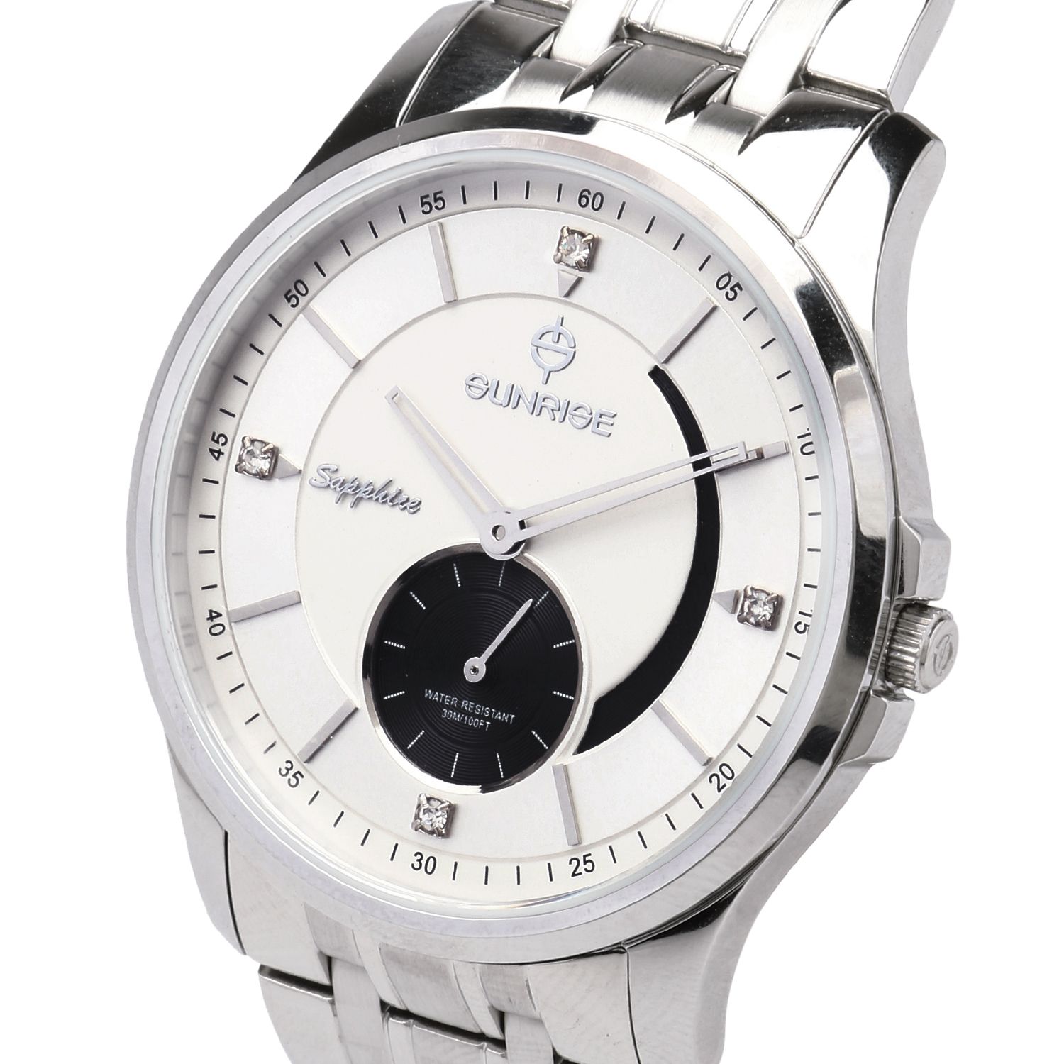 Đồng Hồ Chính Hãng Sunrise 1120SA Nam Sapphire Dây Thép