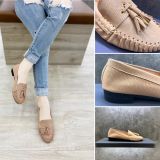 GIÀY MỌI MOCCASIN NỮ NÂU KEM TUA RUA CM02208N