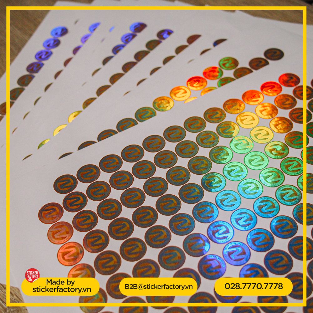 Sticker Hologram bảy màu in theo yêu cầu