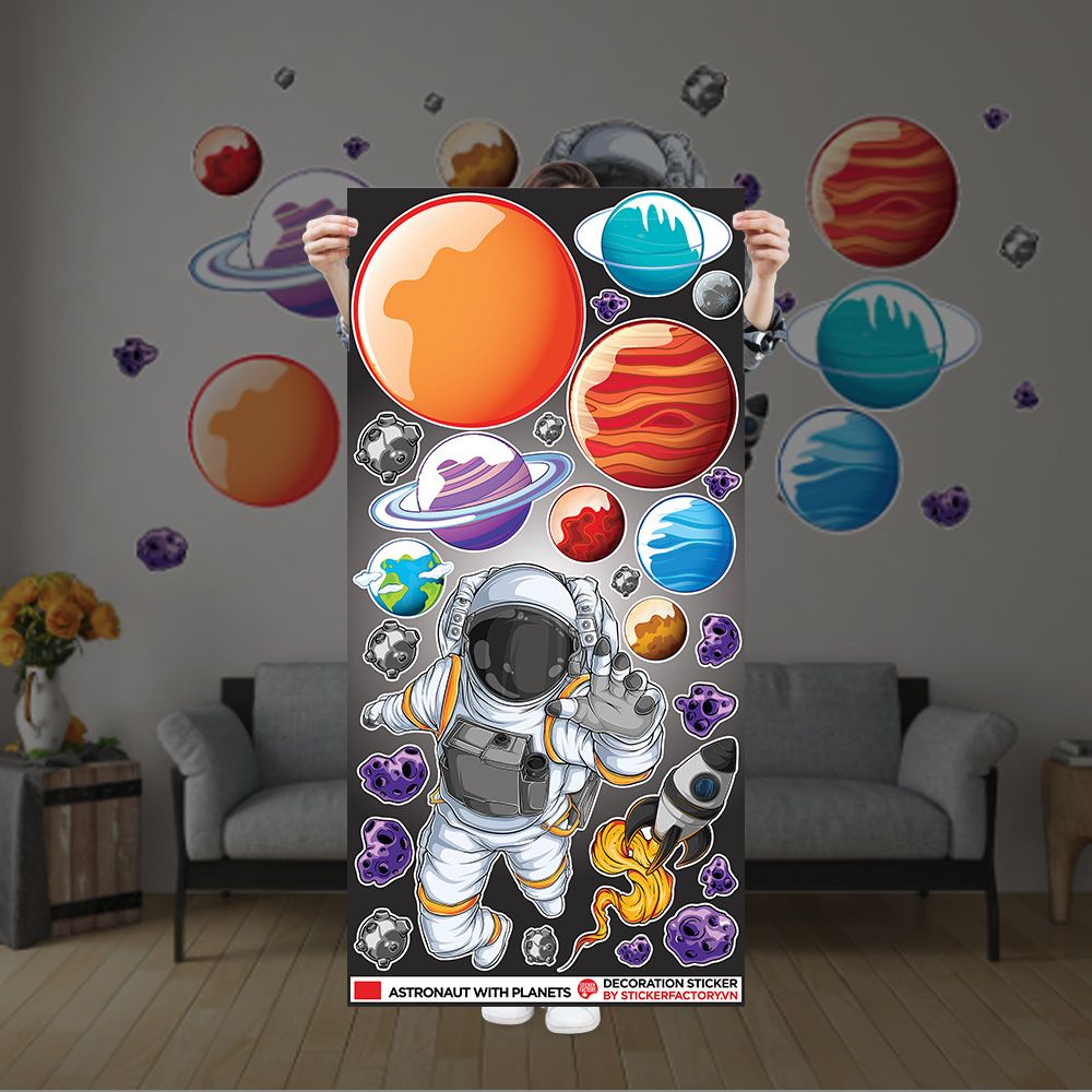 ASTRONAUT WITH PLANETS - Decoration Sticker