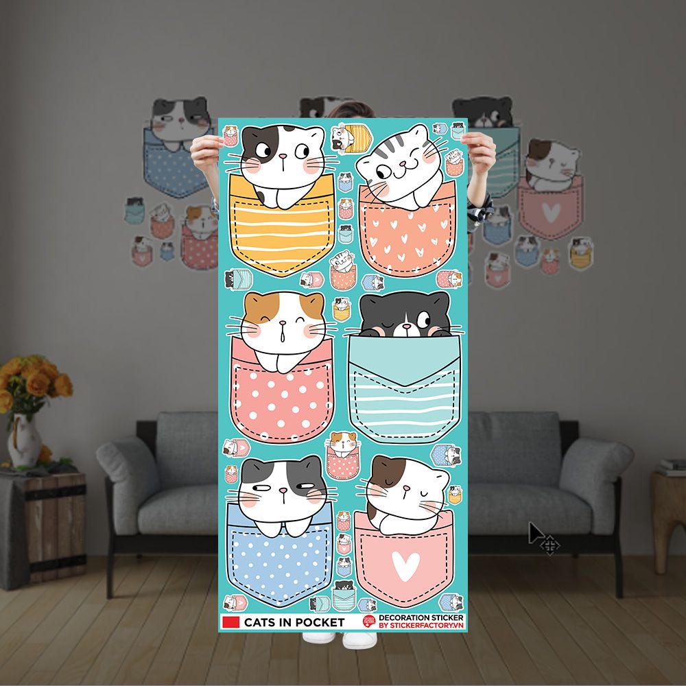 CATS IN POCKET - Decoration Sticker