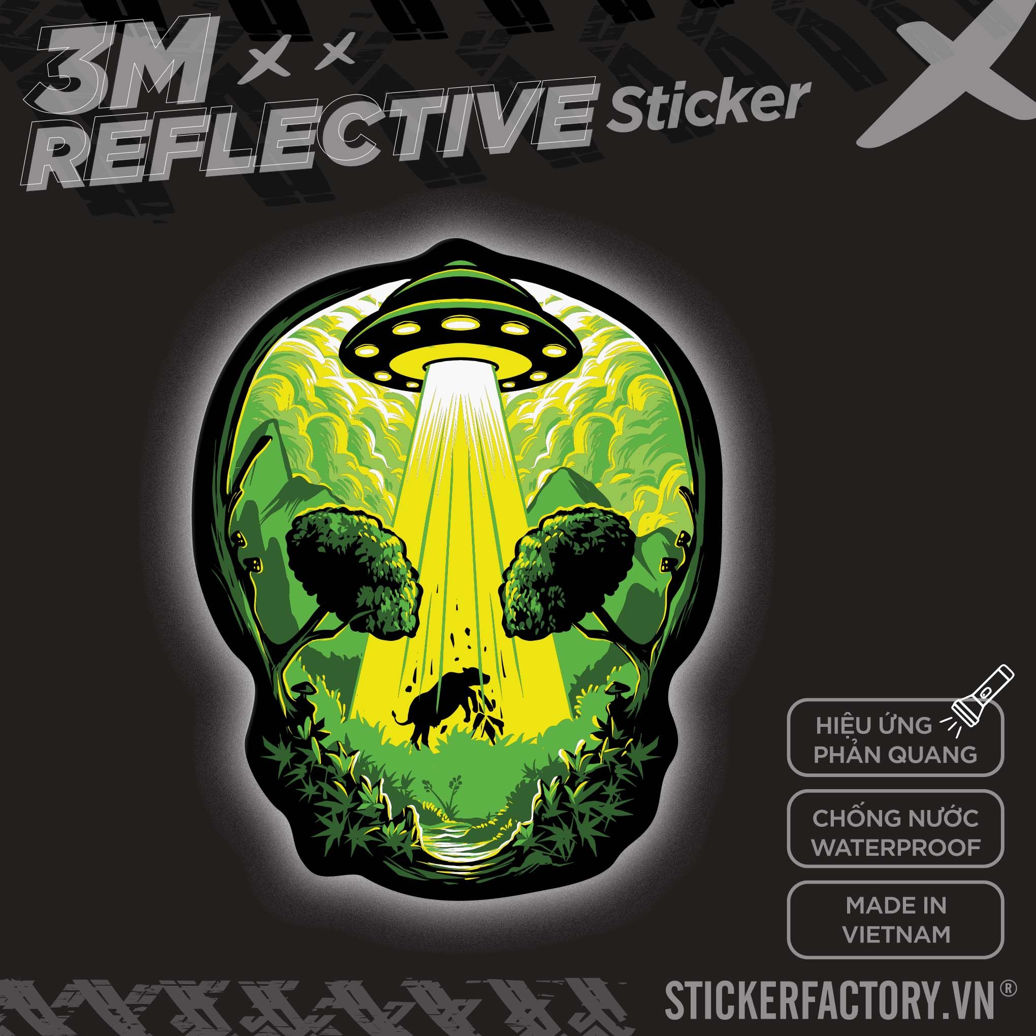 ALIEN INVASION 3M - Reflective Sticker Die-cut