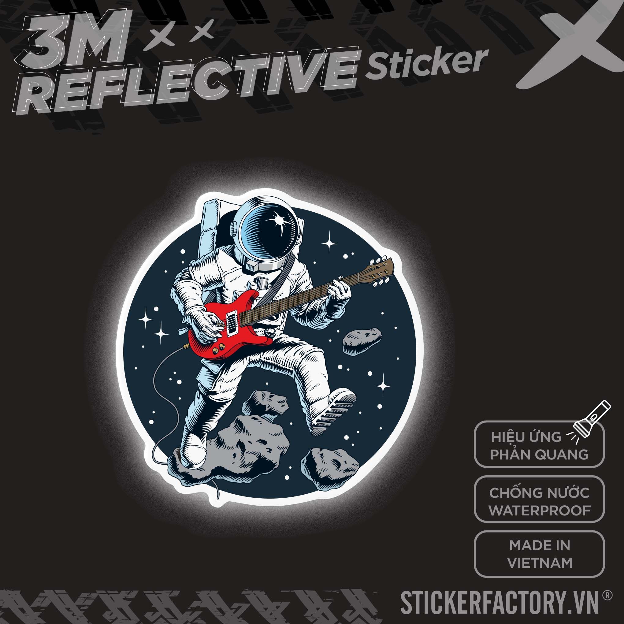 ASTRONAUT PLAYING THE GUITAR 3M - Reflective Sticker Die-cut