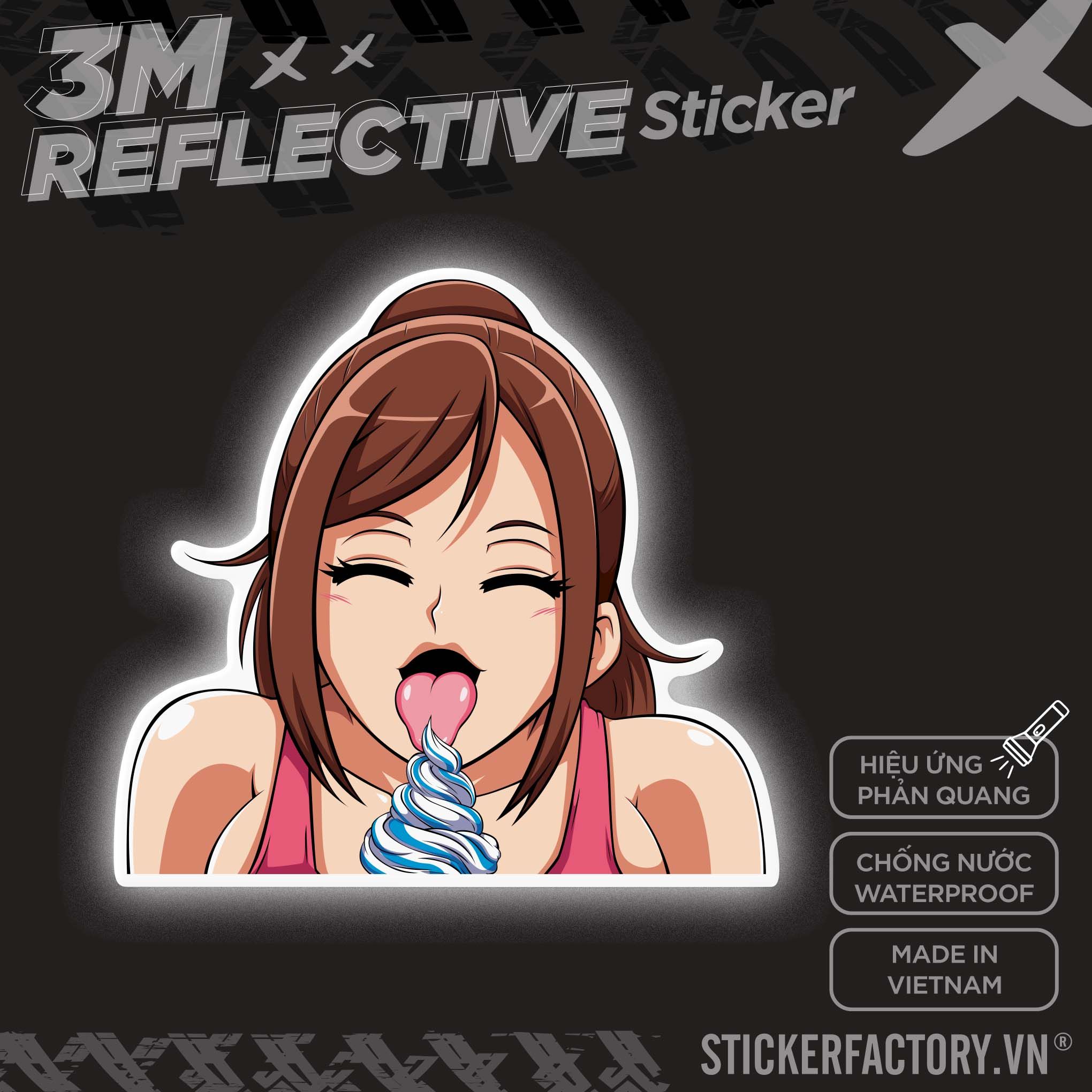 GIRL ANIME ICE-CREAM 3M - Reflective Sticker Die-cut
