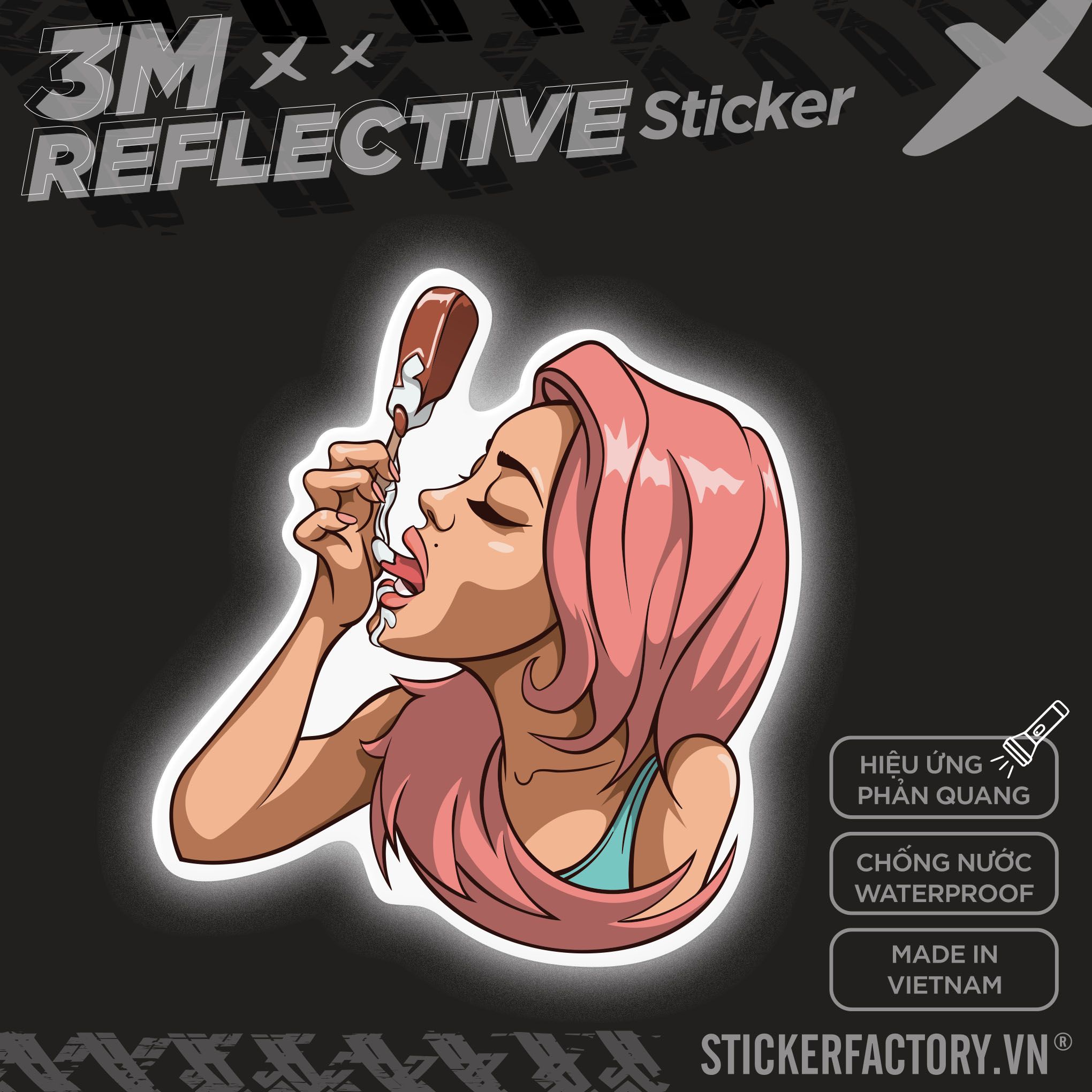 GIRL ICE-CREAM 3M - Reflective Sticker Die-cut