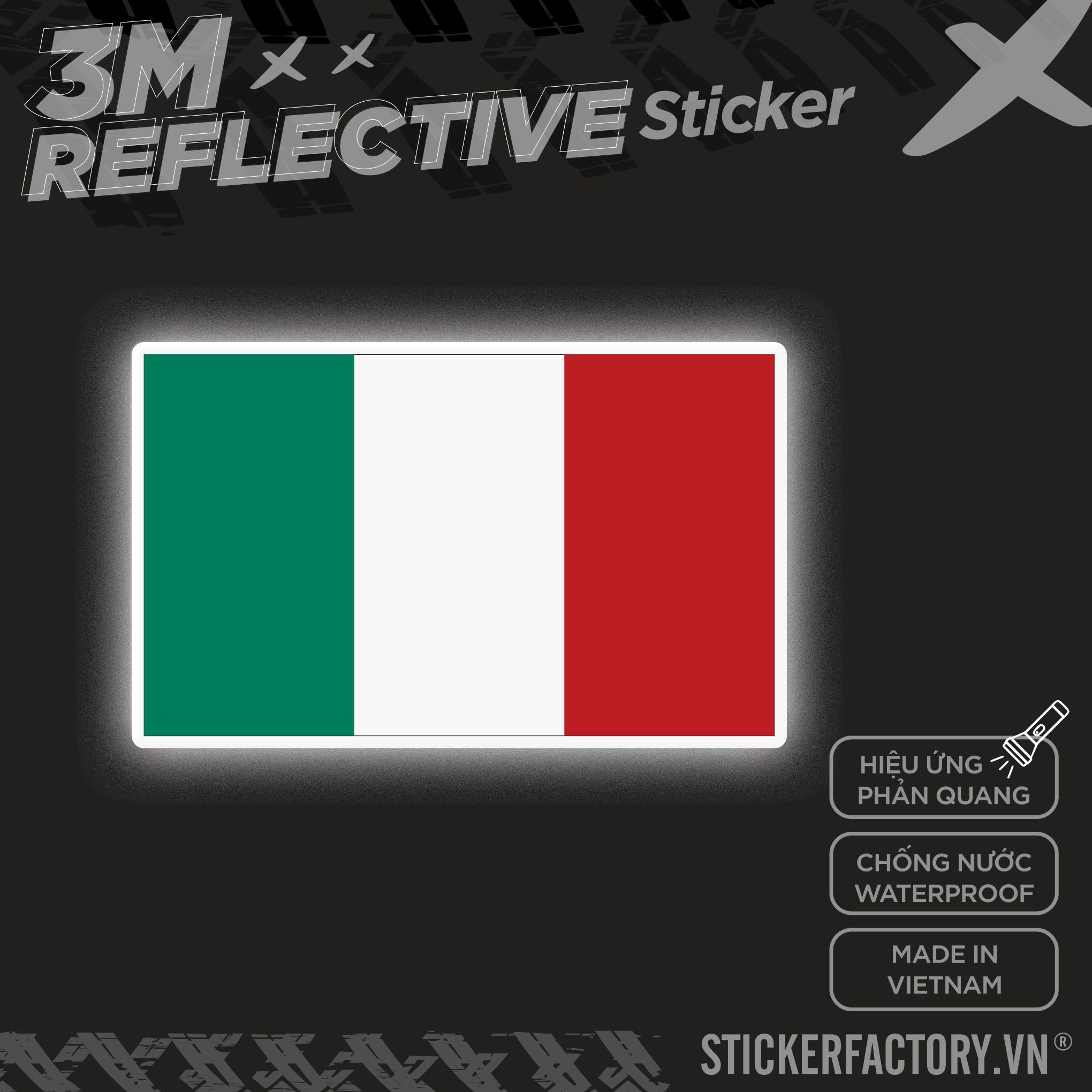 ITALY FLAG 3M - Reflective Sticker Die-cut