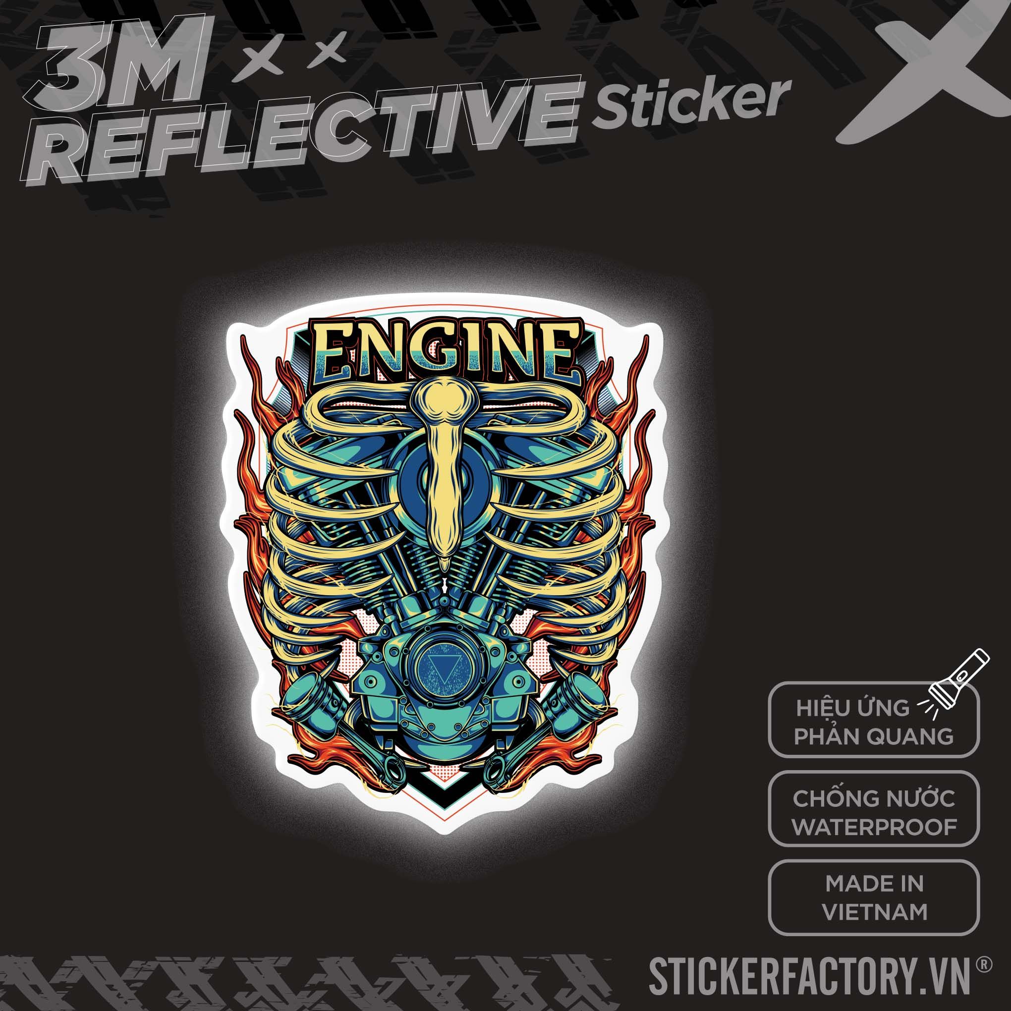 ENGINE SKELETON 3M - Reflective Sticker Die-cut