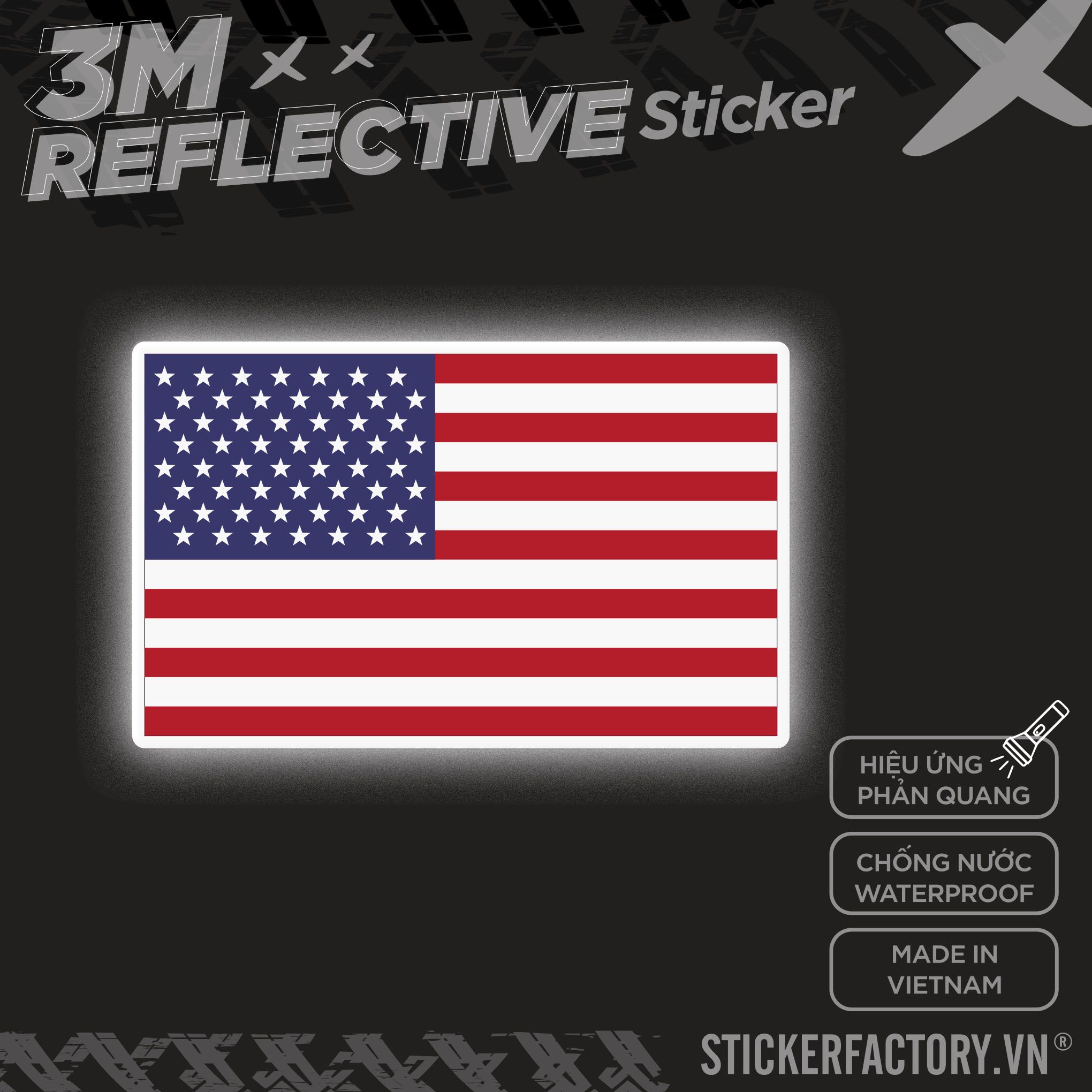 USA FLAG 3M - Reflective Sticker Die-cut