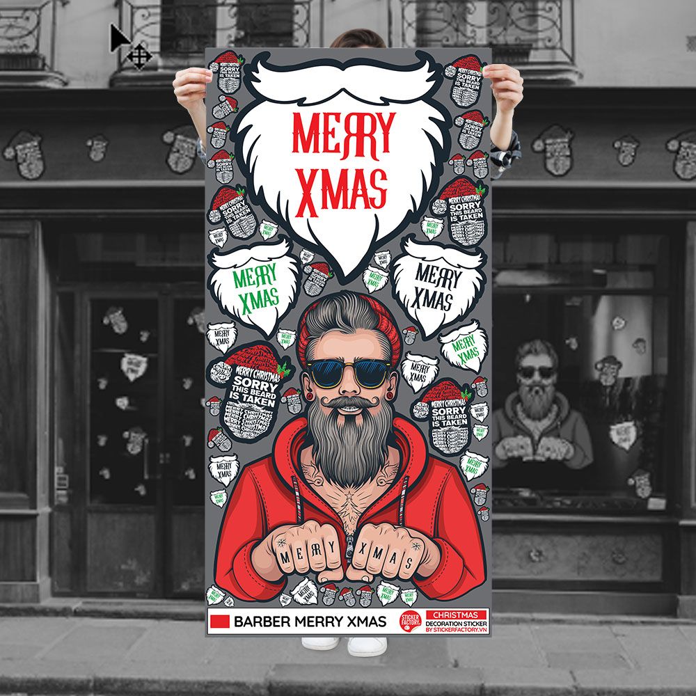 BARBER MERRY XMAS - Noel Decoration Sticker