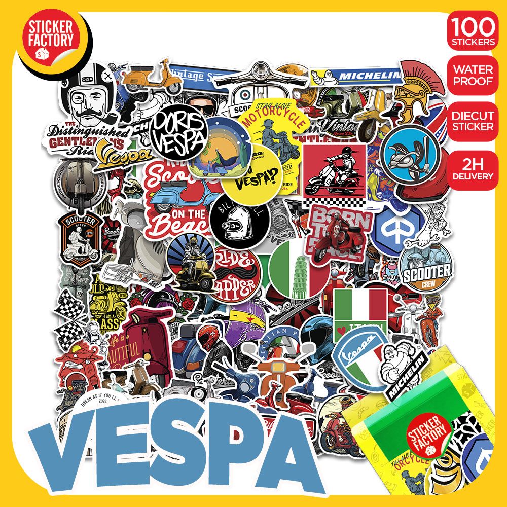 Vespa - Set 100 sticker hình dán