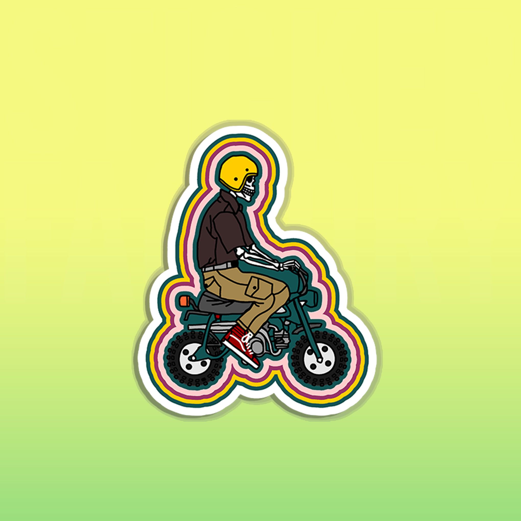 SKELETON BIKER 7cm - Sticker Die-cut hình dán cắt rời