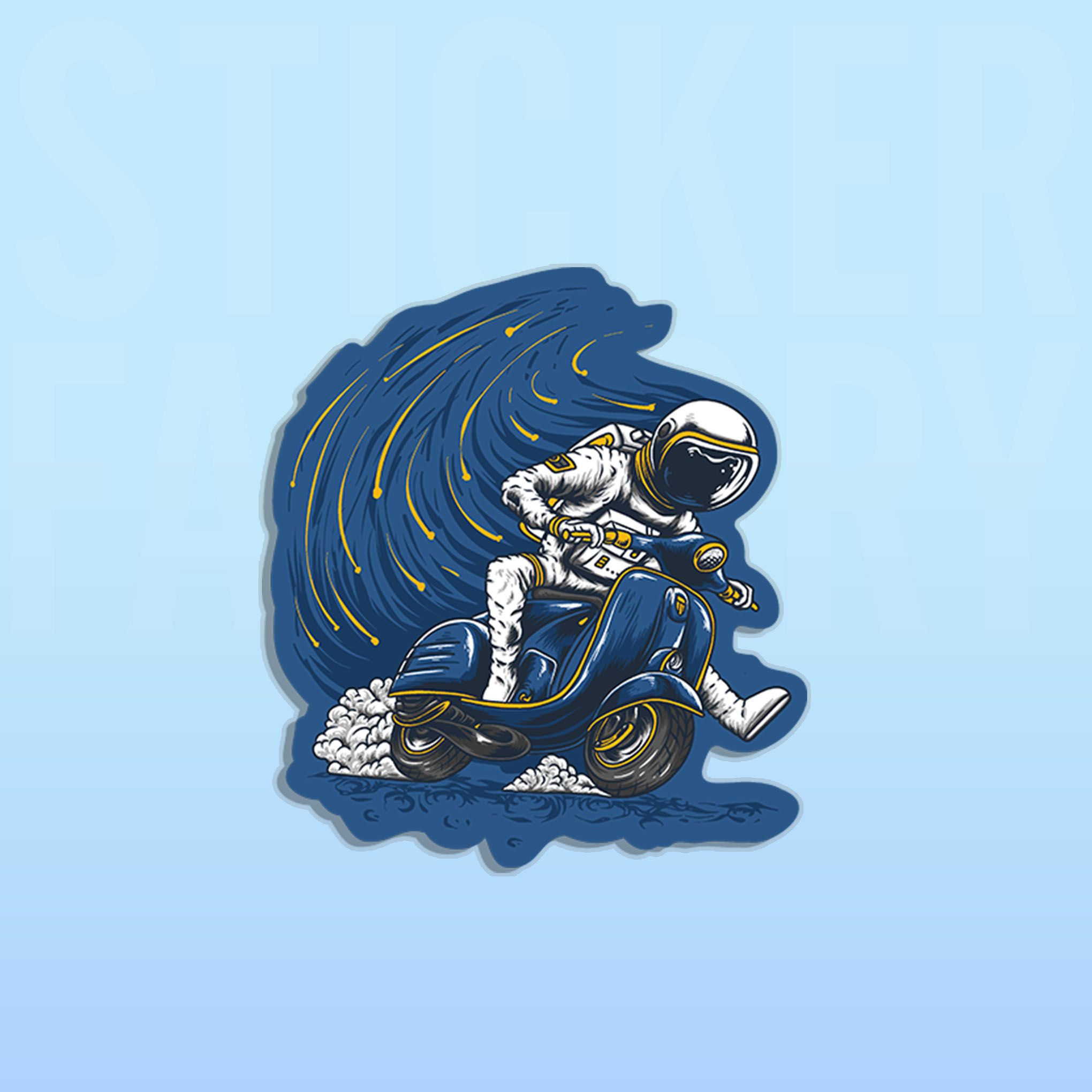 ASTRONAUT BIKER BLUE SCOOTER 7cm - Sticker Die-cut hình dán cắt rời