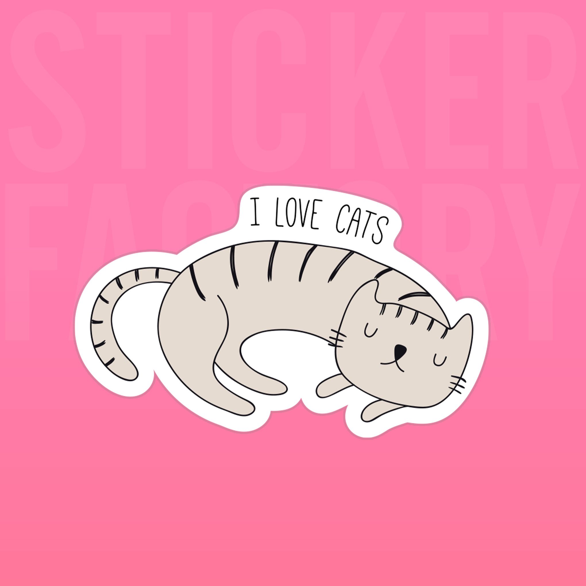 I LOVE CAT 7cm - Sticker Die-cut hình dán cắt rời