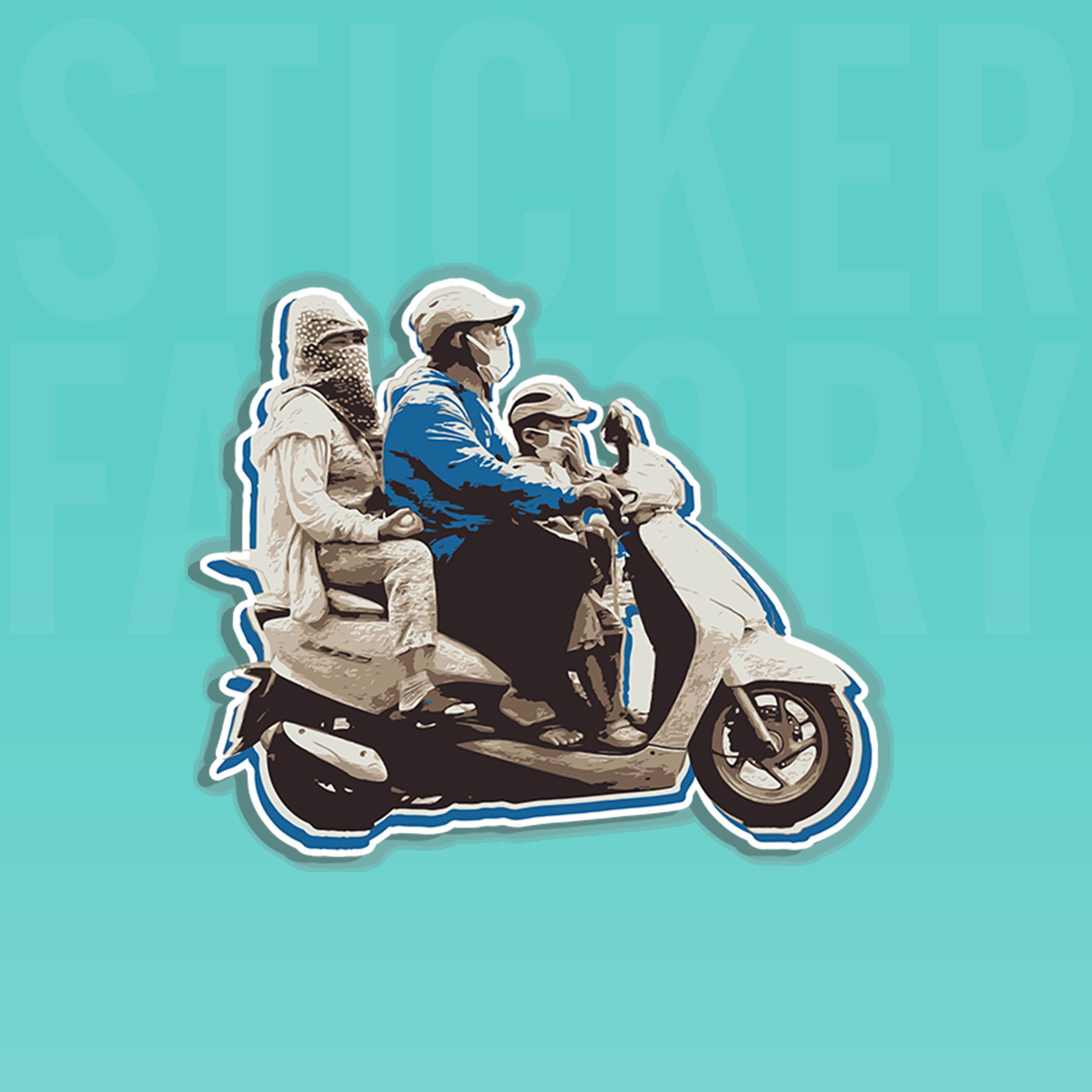 VIETNAM MOTORBIKE - FAMILY 7cm - Sticker Die-cut hình dán cắt rời