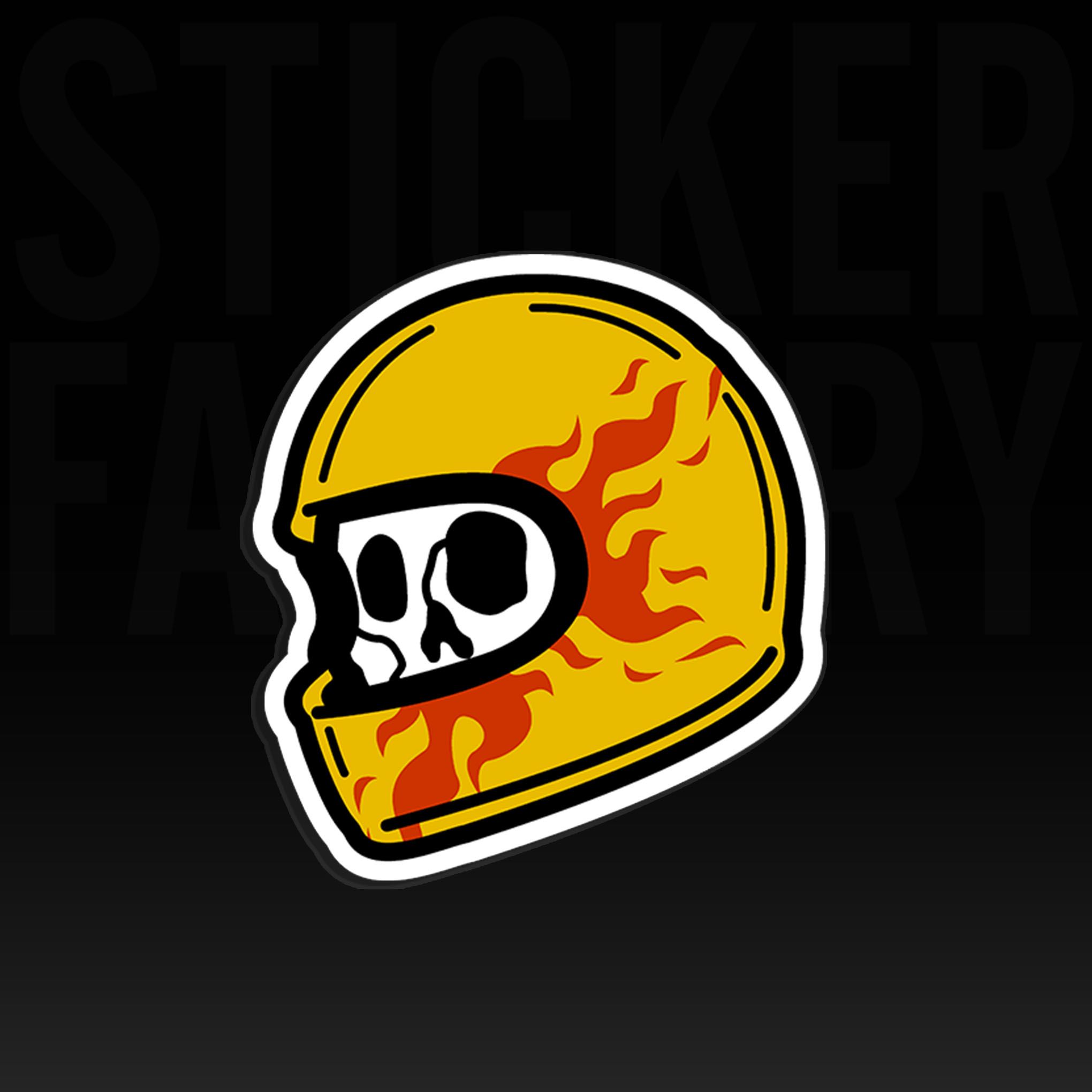 FIRE HELMET SKULL BIKER 7cm - Sticker Die-cut hình dán cắt rời