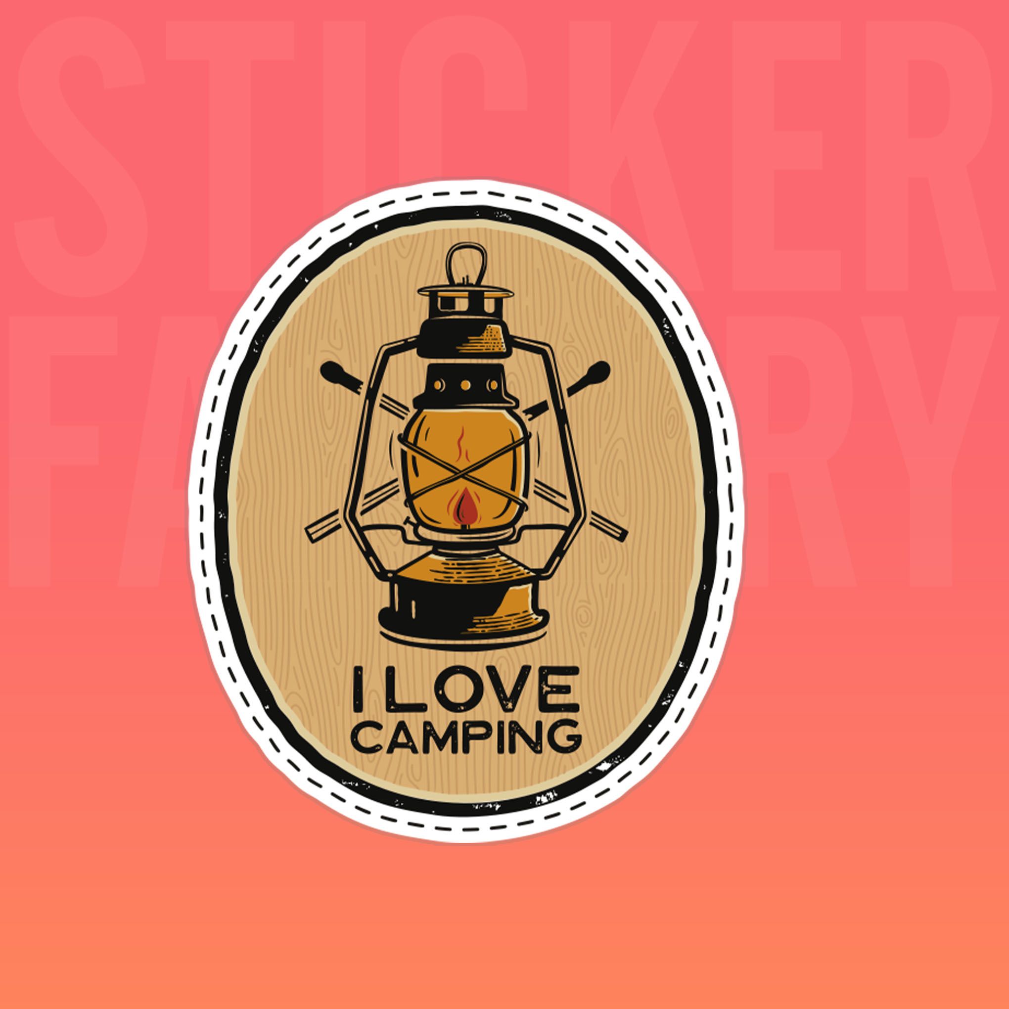 I LOVE CAMPING 7cm - Sticker Die-cut hình dán cắt rời