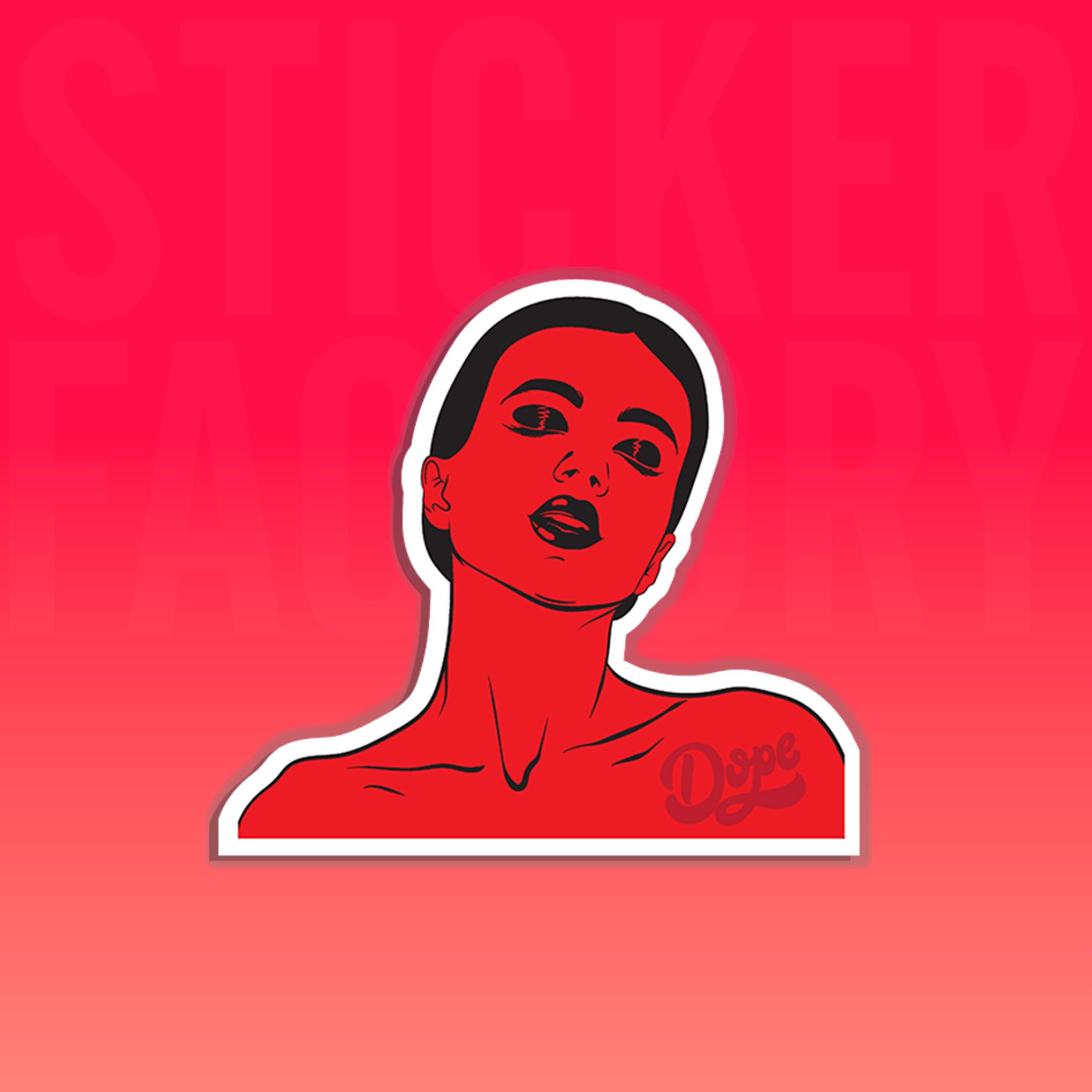 DOPE RED GIRL 7cm - Sticker Die-cut hình dán cắt rời