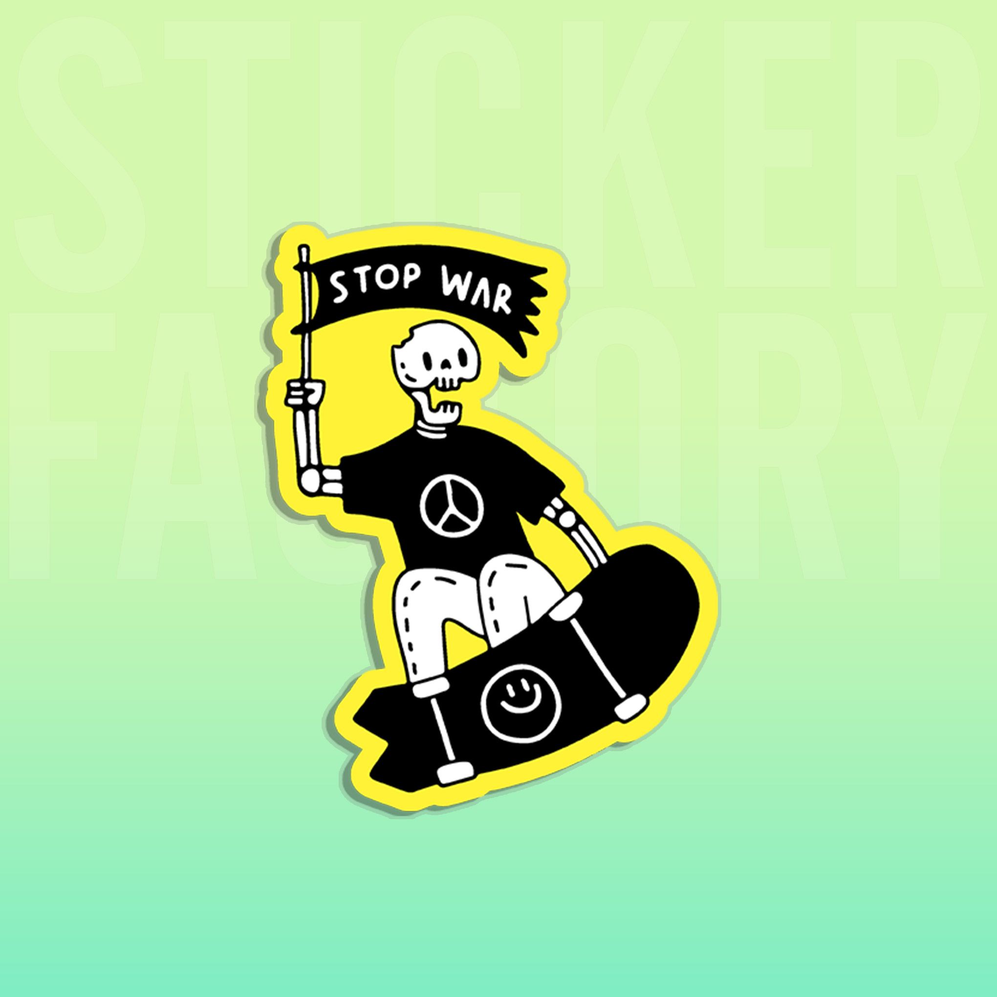 STOP WAR SKELETON 7cm - Sticker Die-cut hình dán cắt rời