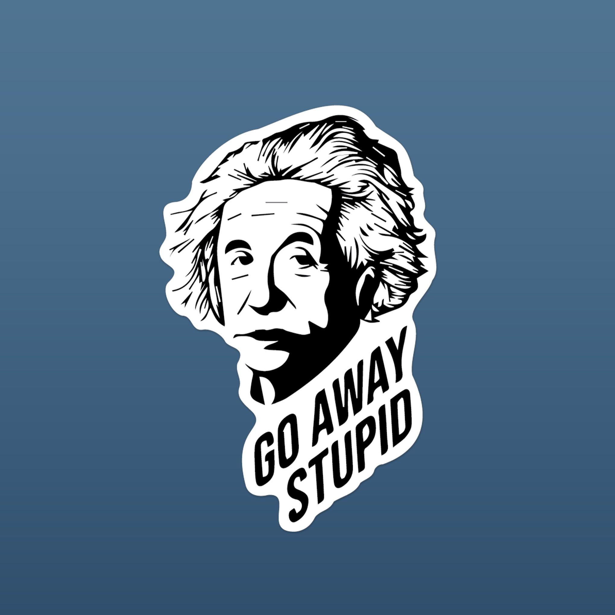 GO AWAY STUPID EINSTEIN 7cm - Sticker Die-cut hình dán cắt rời