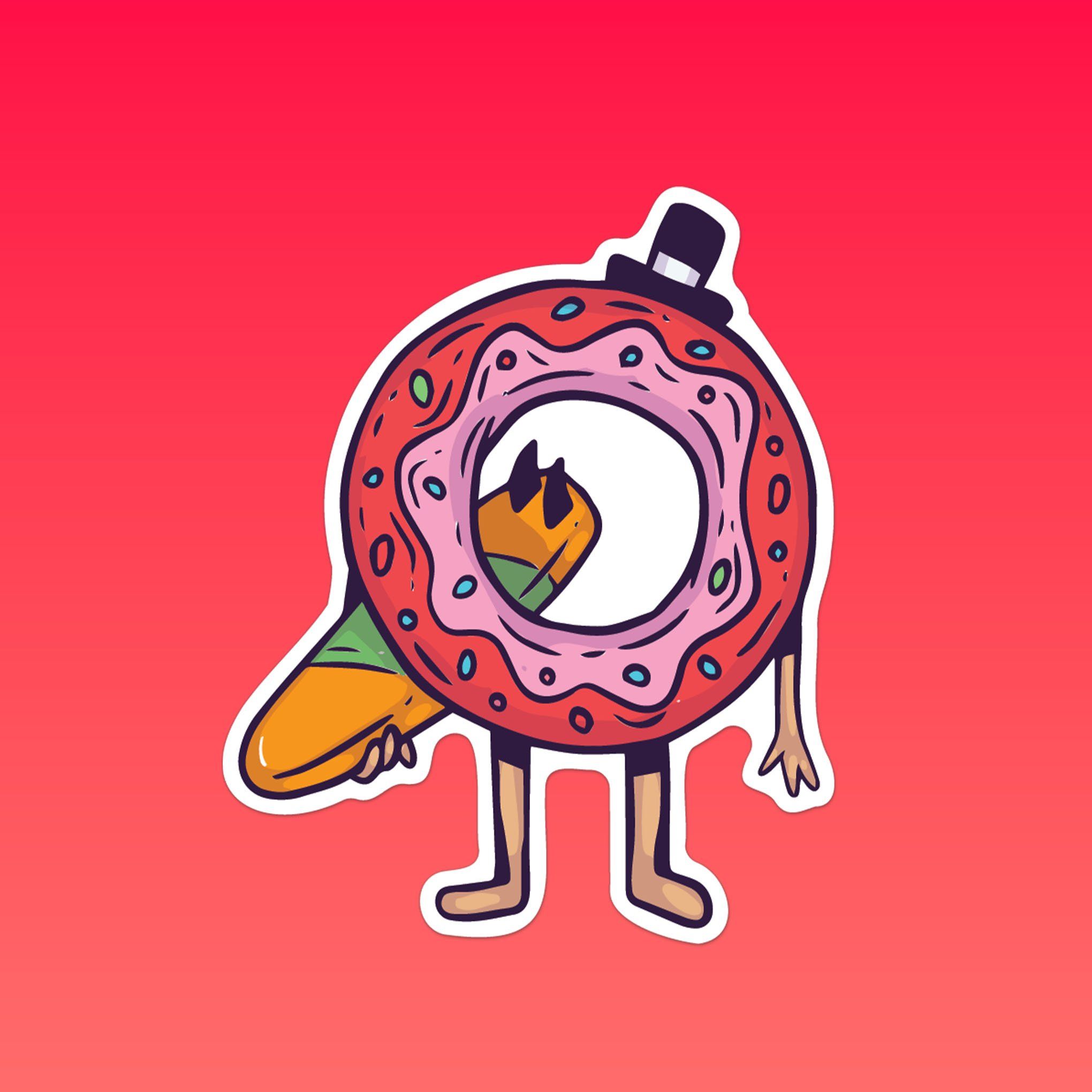 MONSTER DONUT 7cm - Sticker Die-cut hình dán cắt rời