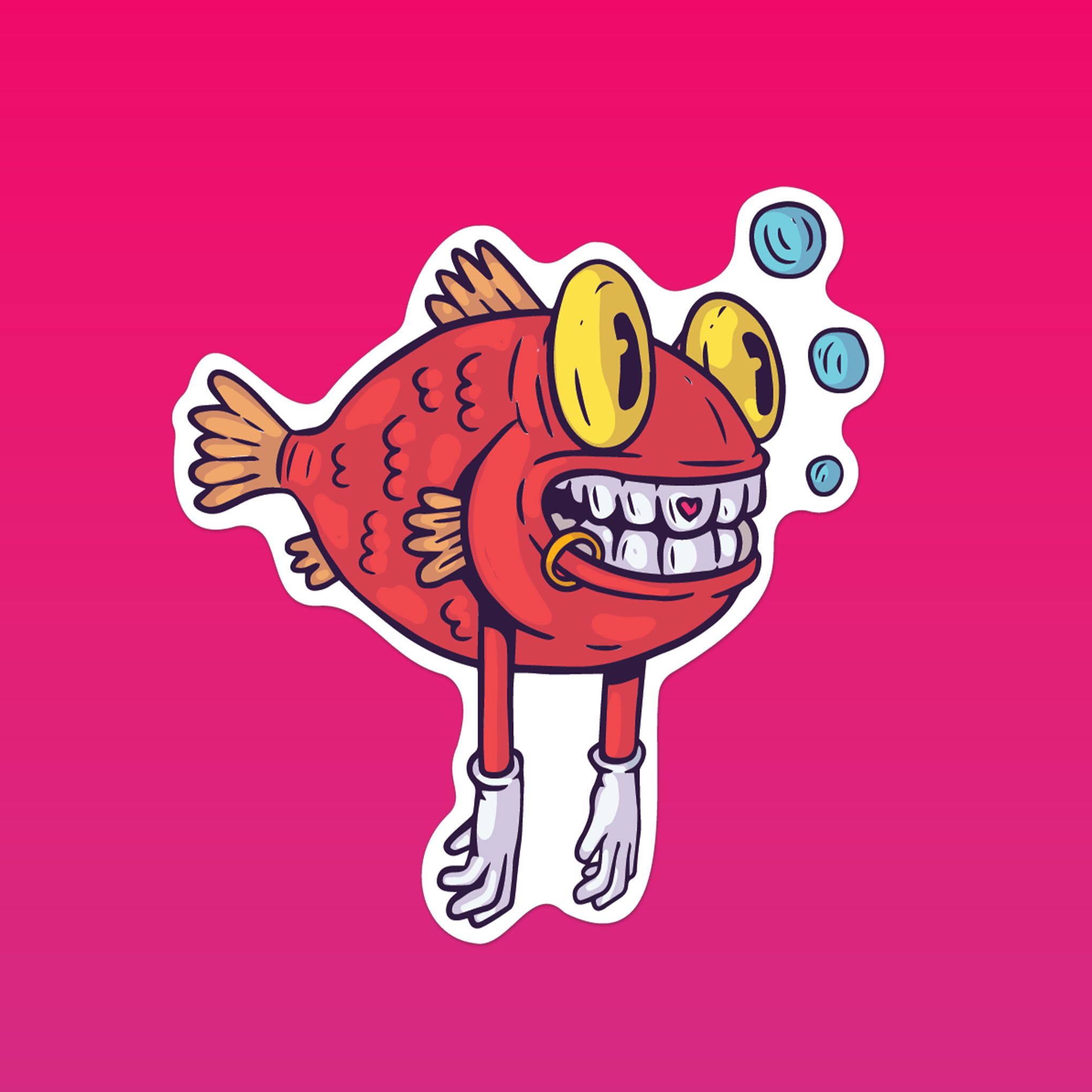 MONSTER FISH 7cm - Sticker Die-cut hình dán cắt rời