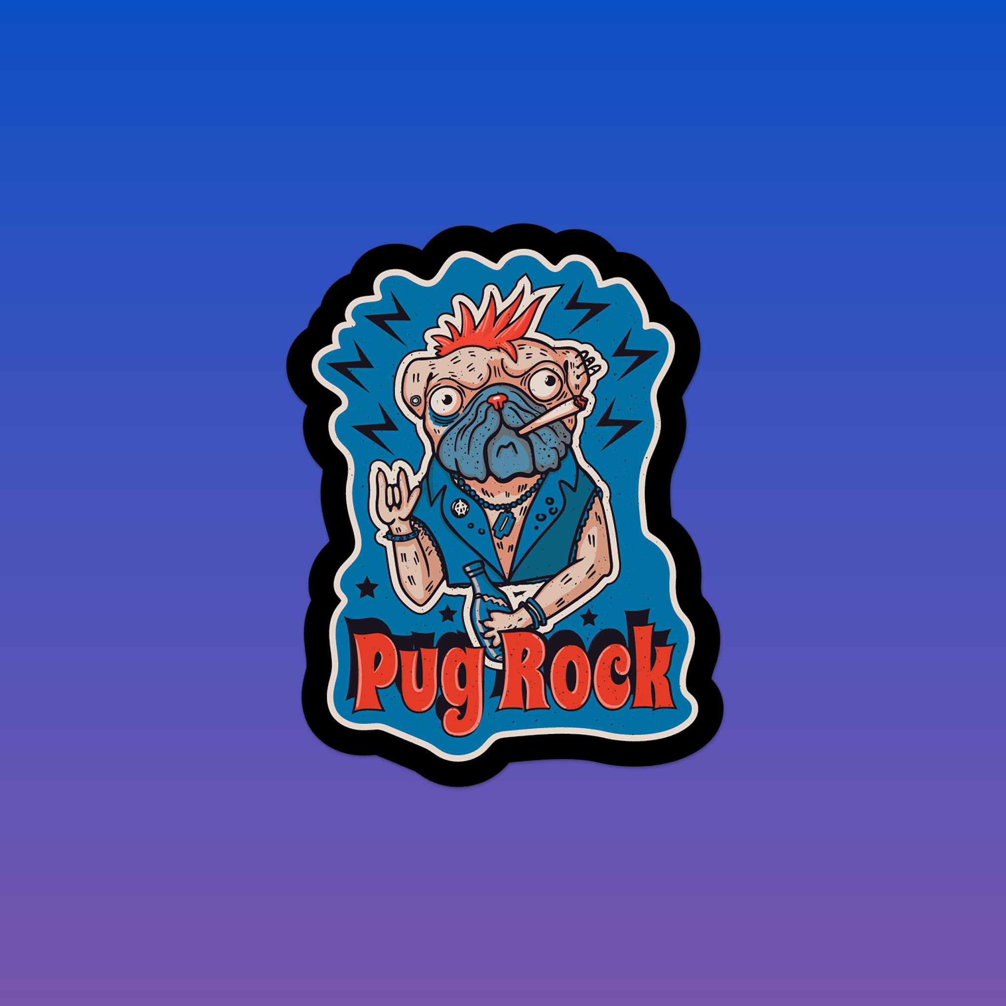 PUG ROCK 7cm - Sticker Die-cut hình dán cắt rời