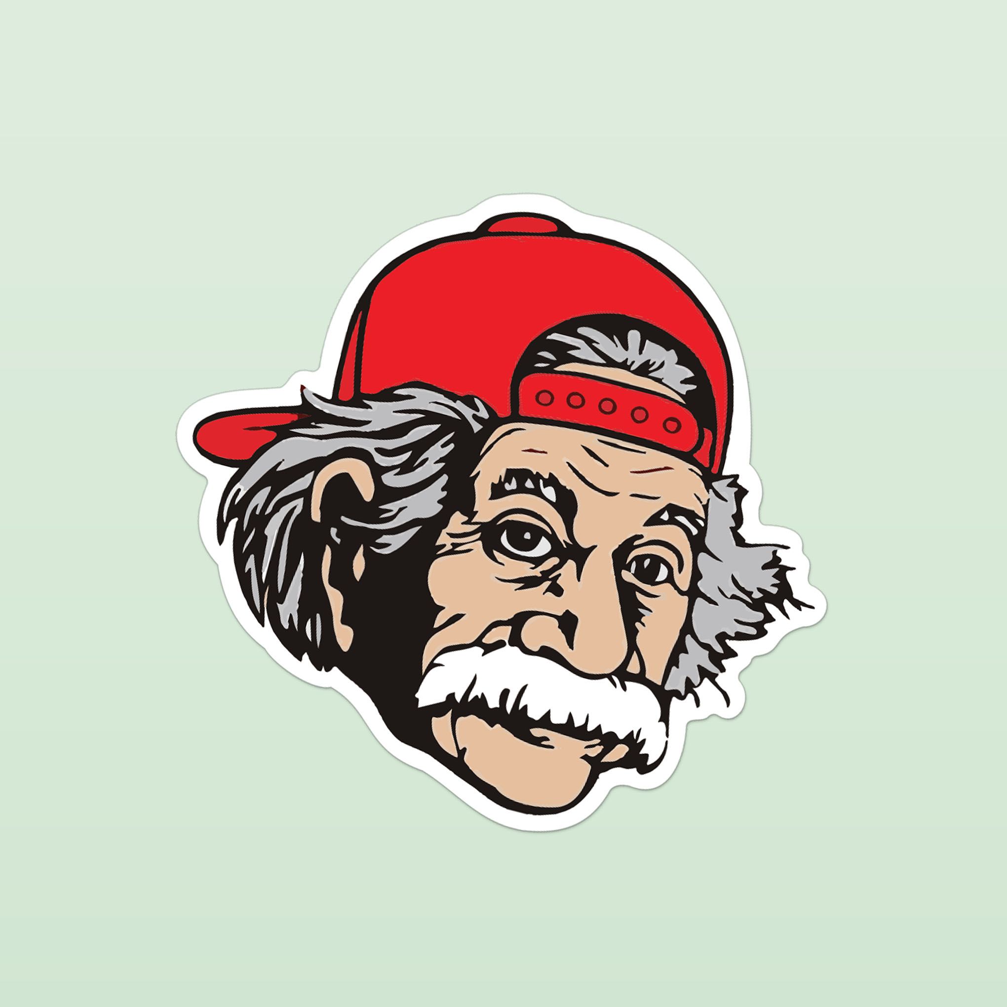 RED HAT EINSTEIN 7cm - Sticker Die-cut hình dán cắt rời