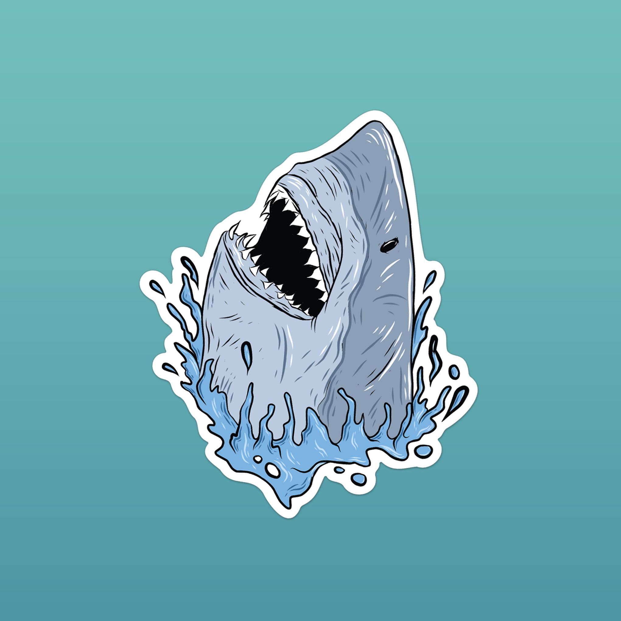 SCARY SMILE SHARK 7cm - Sticker Die-cut hình dán cắt rời