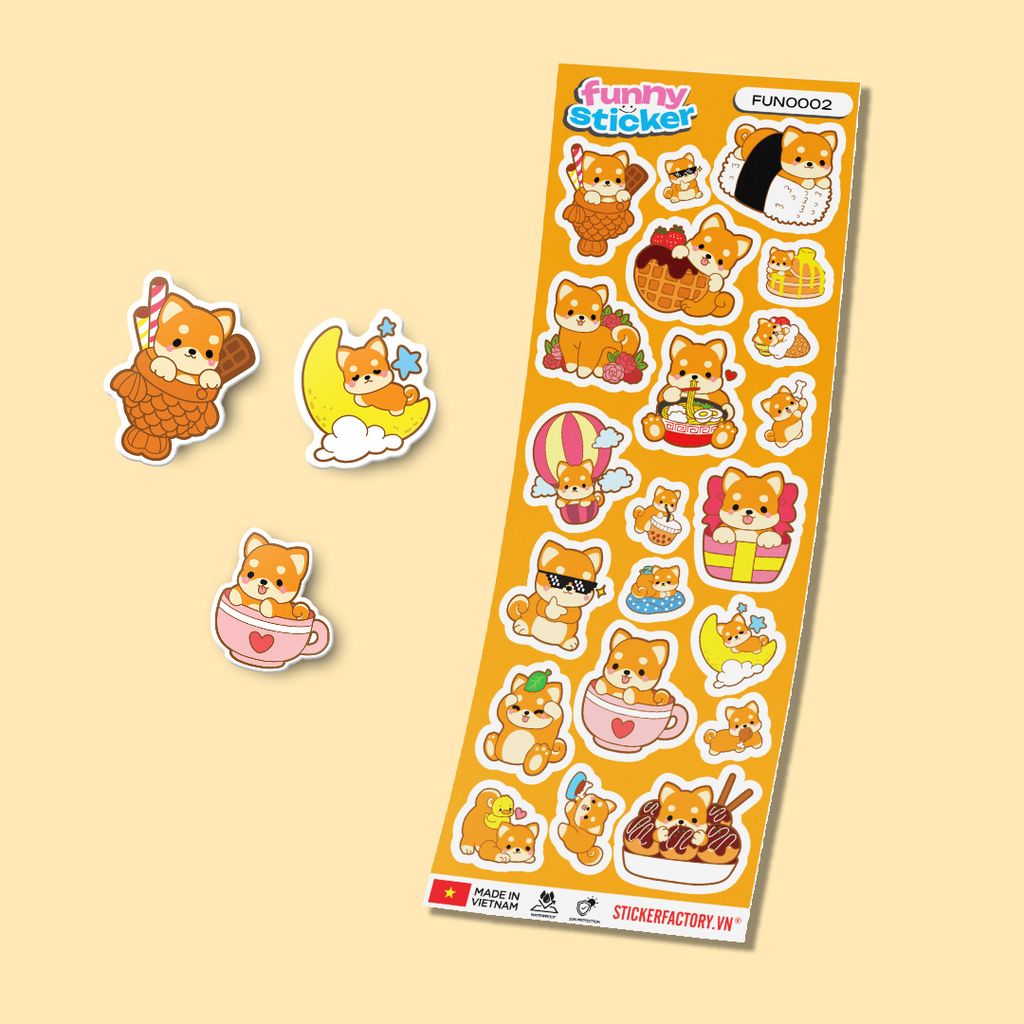 FUNNY0002 SHIBA DOG - Sticker hình dán