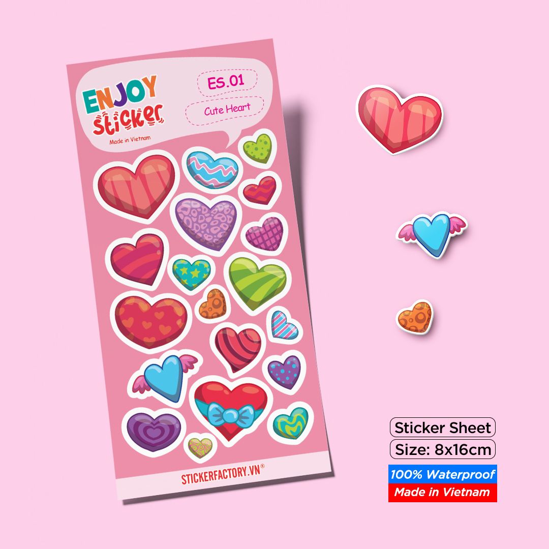 ES01 Cute Heart -  Enjoy sticker sheet