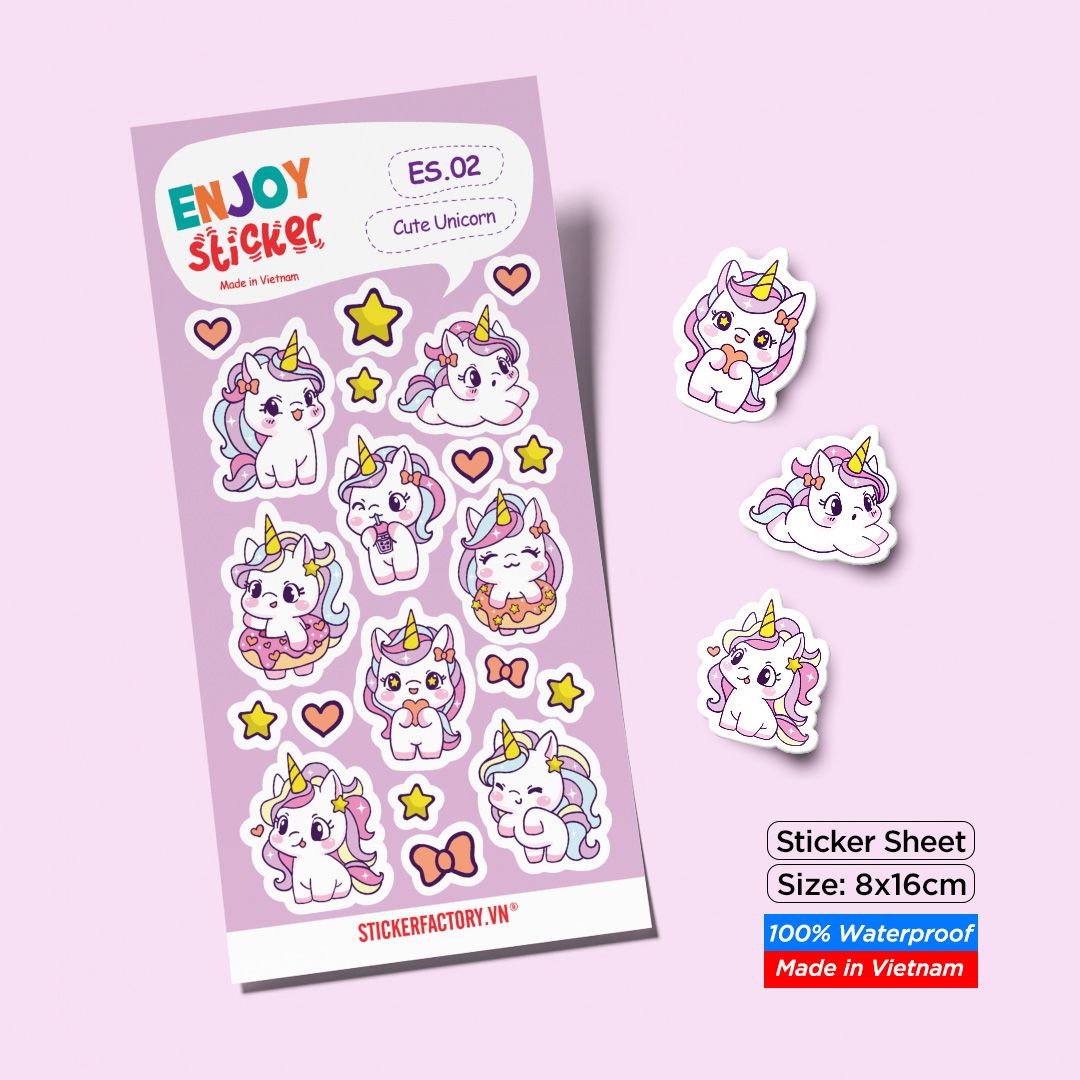 ES02 Cute Unicorn -  Enjoy sticker sheet