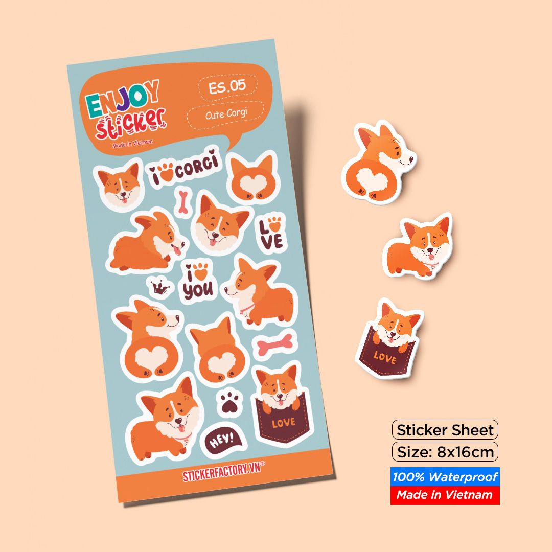 ES05 Cute Corgi -  Enjoy sticker sheet