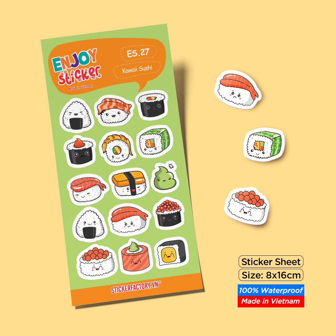 ES27 Kawaii Sushi -  Enjoy sticker sheet