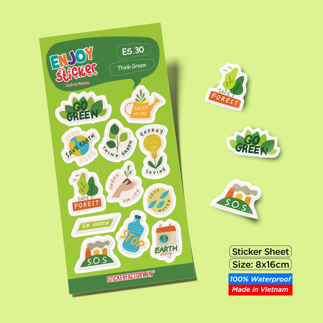 ES30 Think Green -  Enjoy sticker sheet
